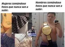 Mujeres y hombres son diferentes tom&aacute;ndose fotos