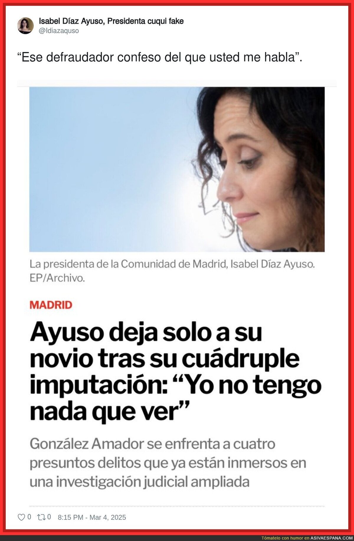 Ayuso se desmarca de su 'novio'