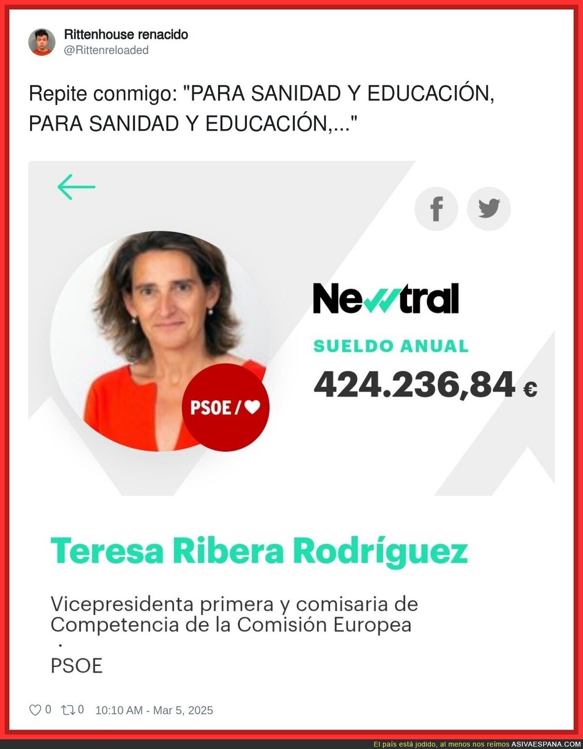 El gran sueldazo de Teresa Ribera