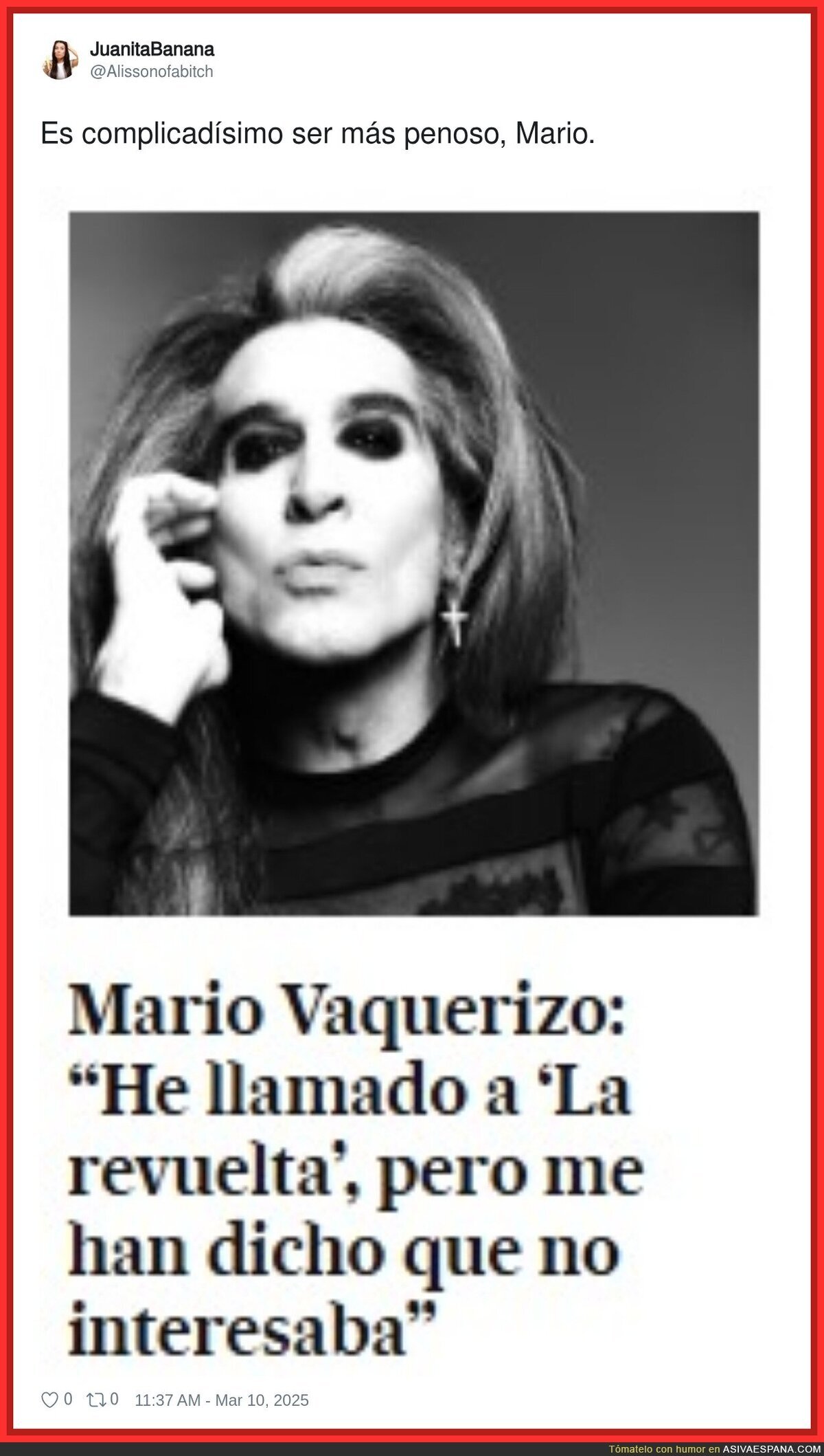 Mario Vaquerizo quiere ir a La Revuelta pero no le dejan