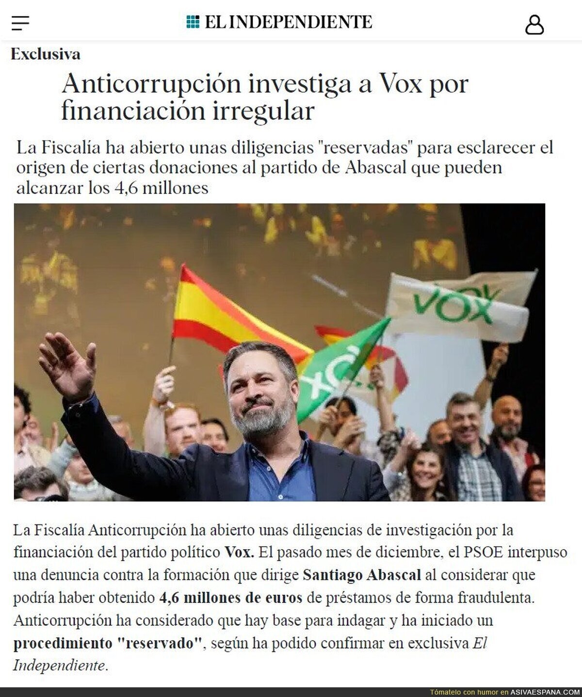 Corrupción en Vox desde el principio