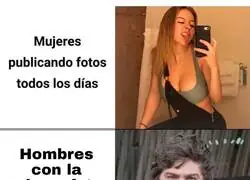 Hombres y mujeres con las fotos en internet