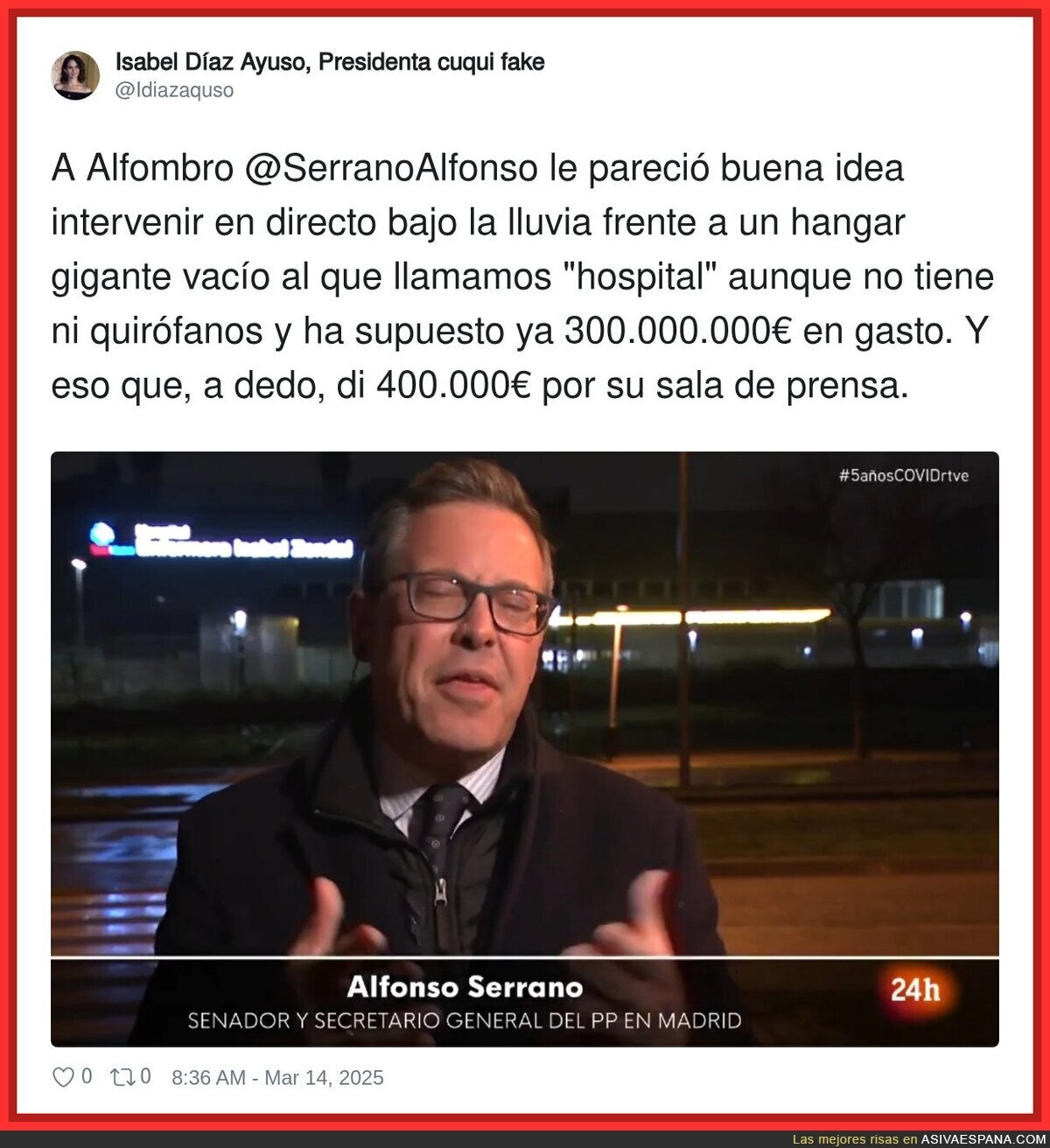El lugar menos indicado donde podría aparecer Alfonso Serrano