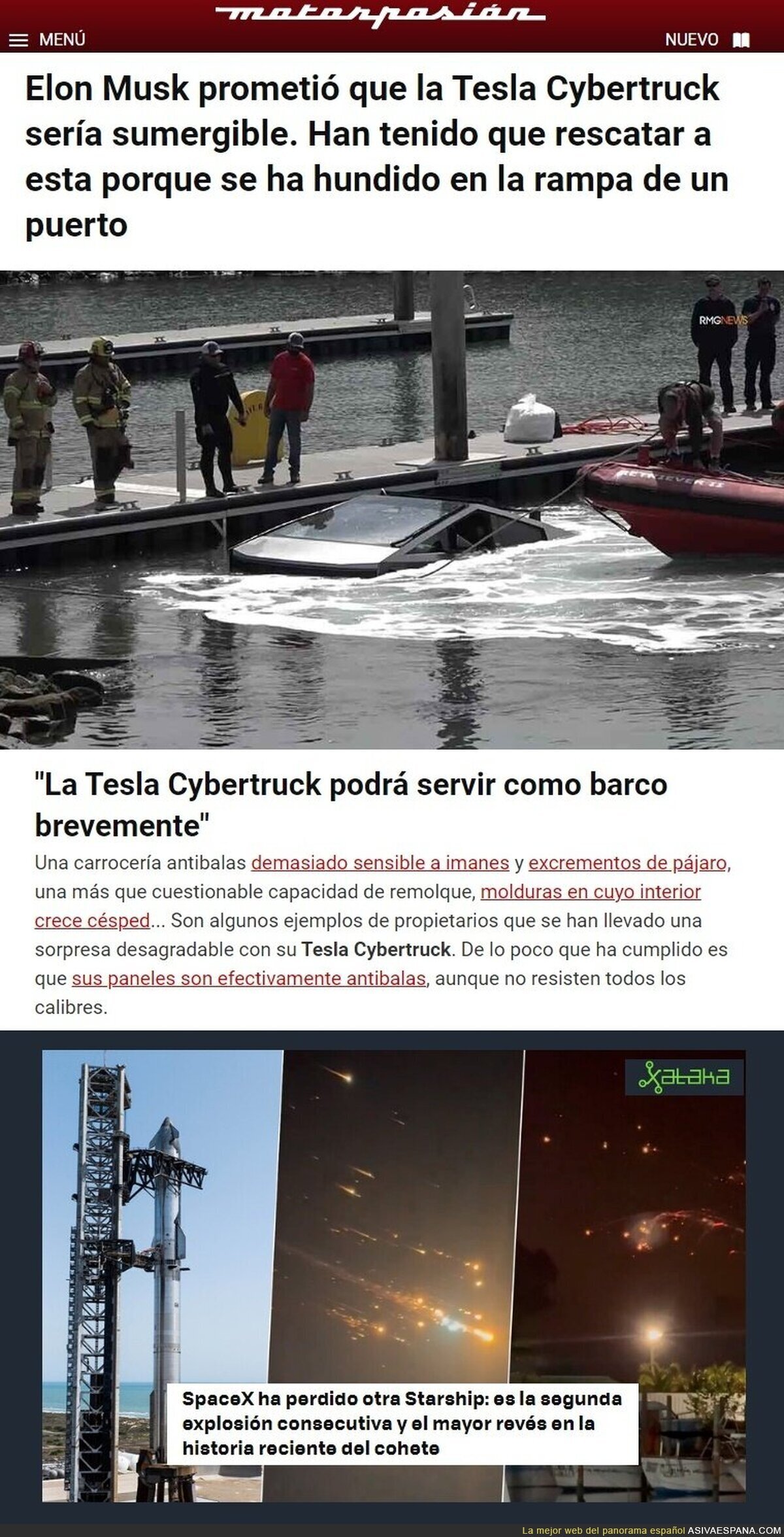 Sí, Elon: es sumergible, y tu cohete muy brillante. CyberGlup y StarBoom