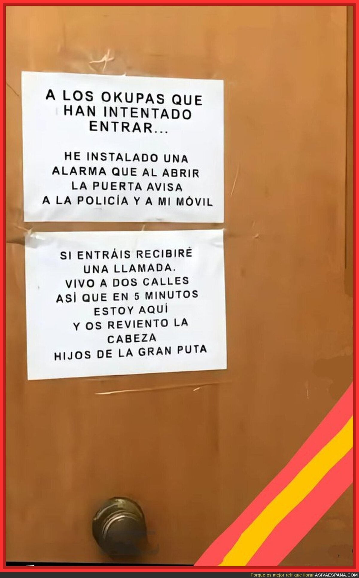 ¿Qué os parece este aviso para los okupas?