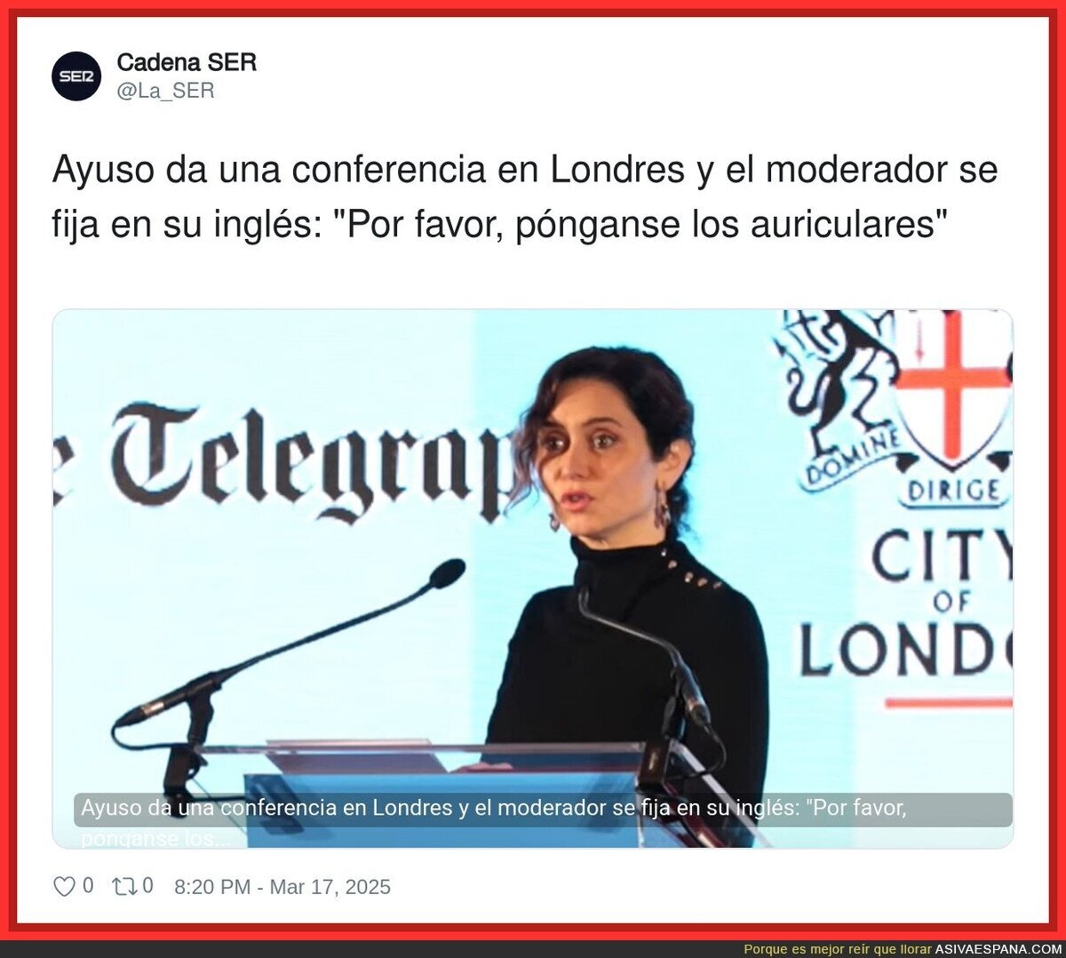Ayuso y sus problemas con el inglés