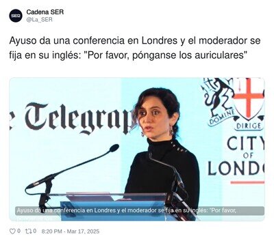 Ayuso y sus problemas con el inglés