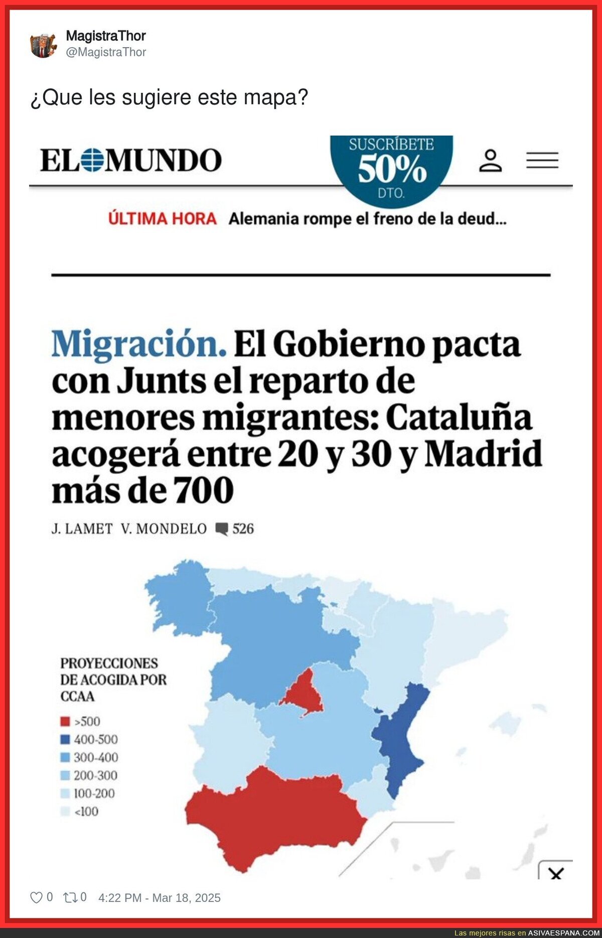 El reparto de Menas por España