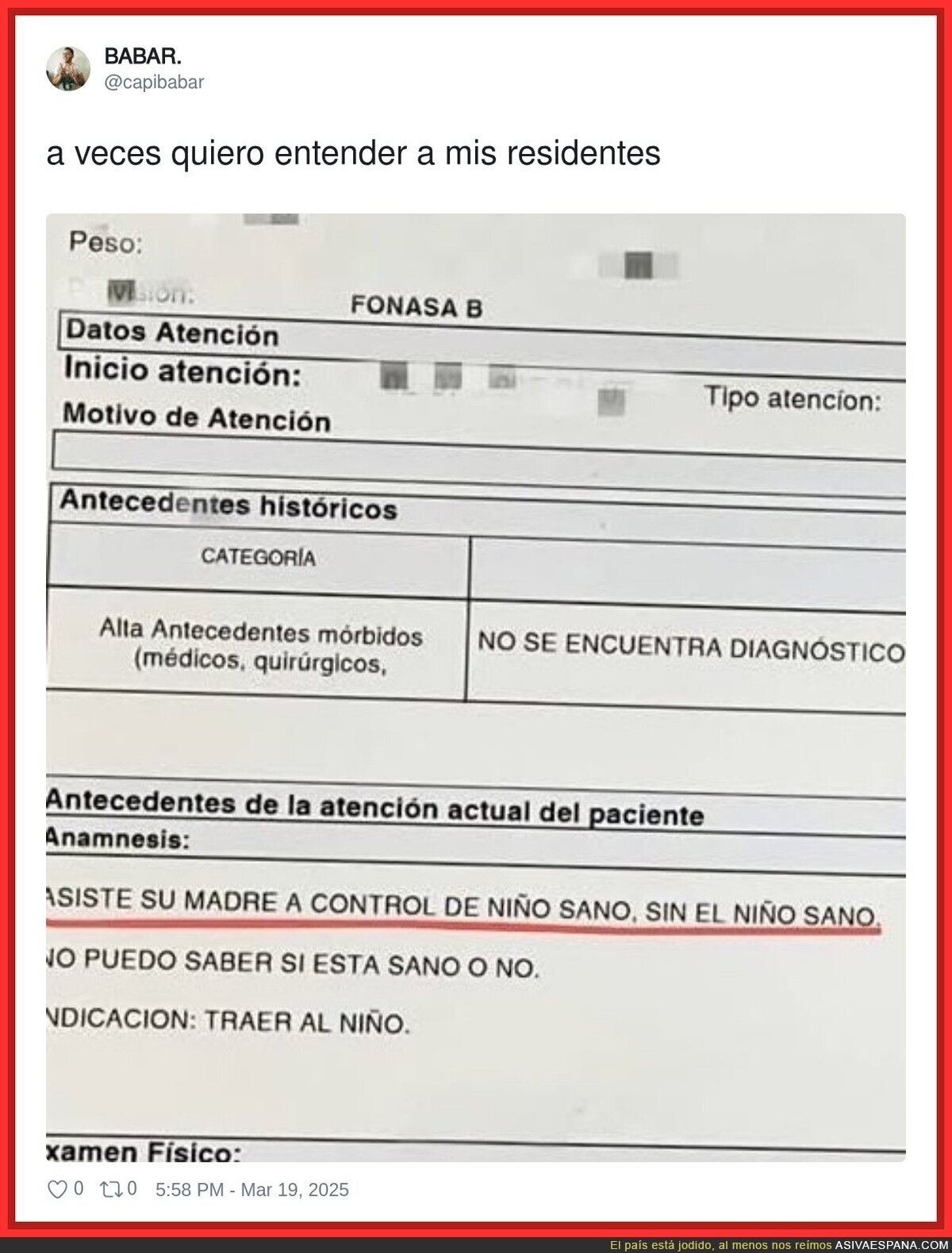 ¿Dónde está el niño sano?