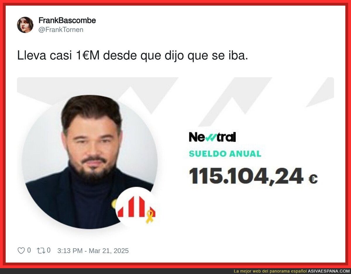 La gran ganancia de Gabriel Rufián