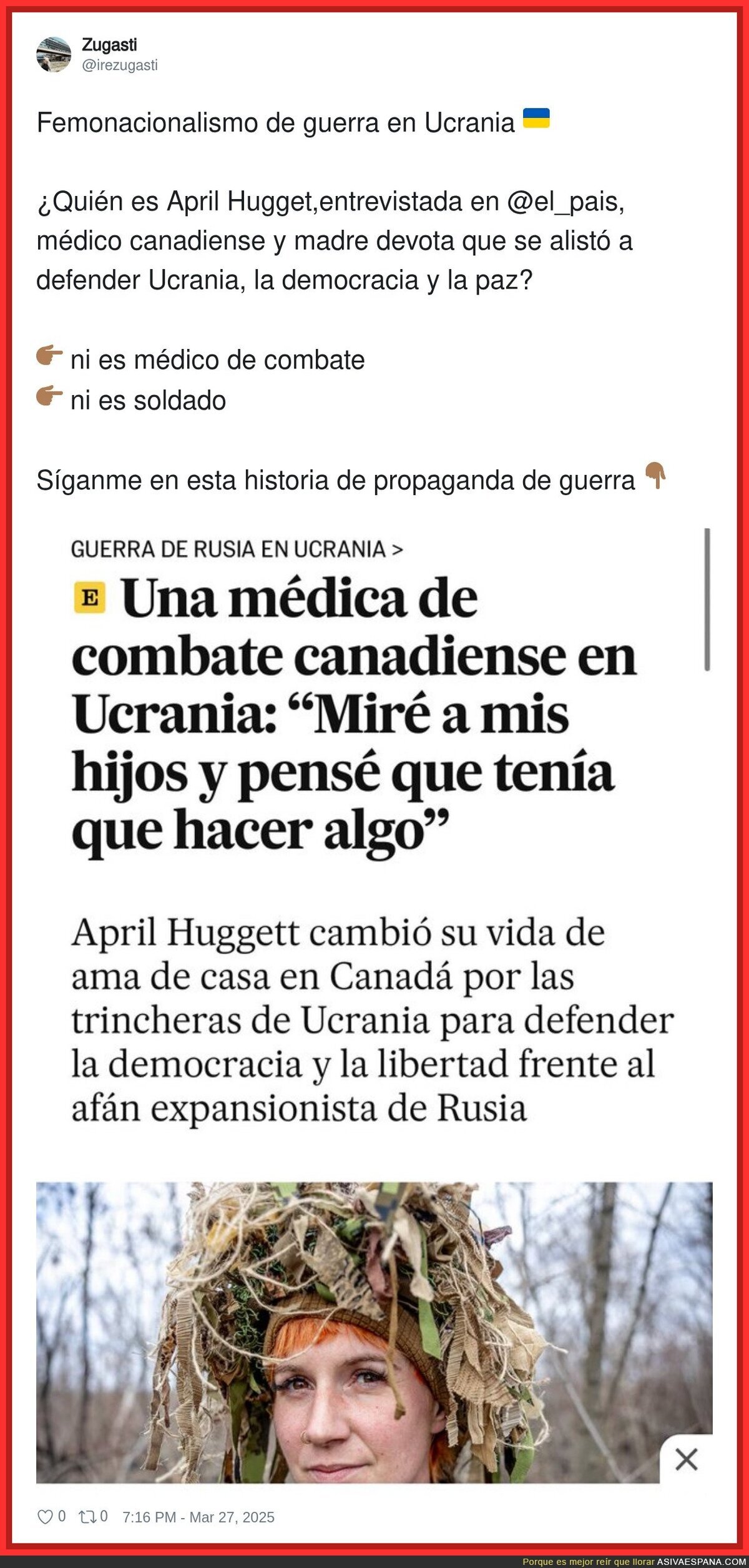Surrealista la propaganda bélica que se montan en El País