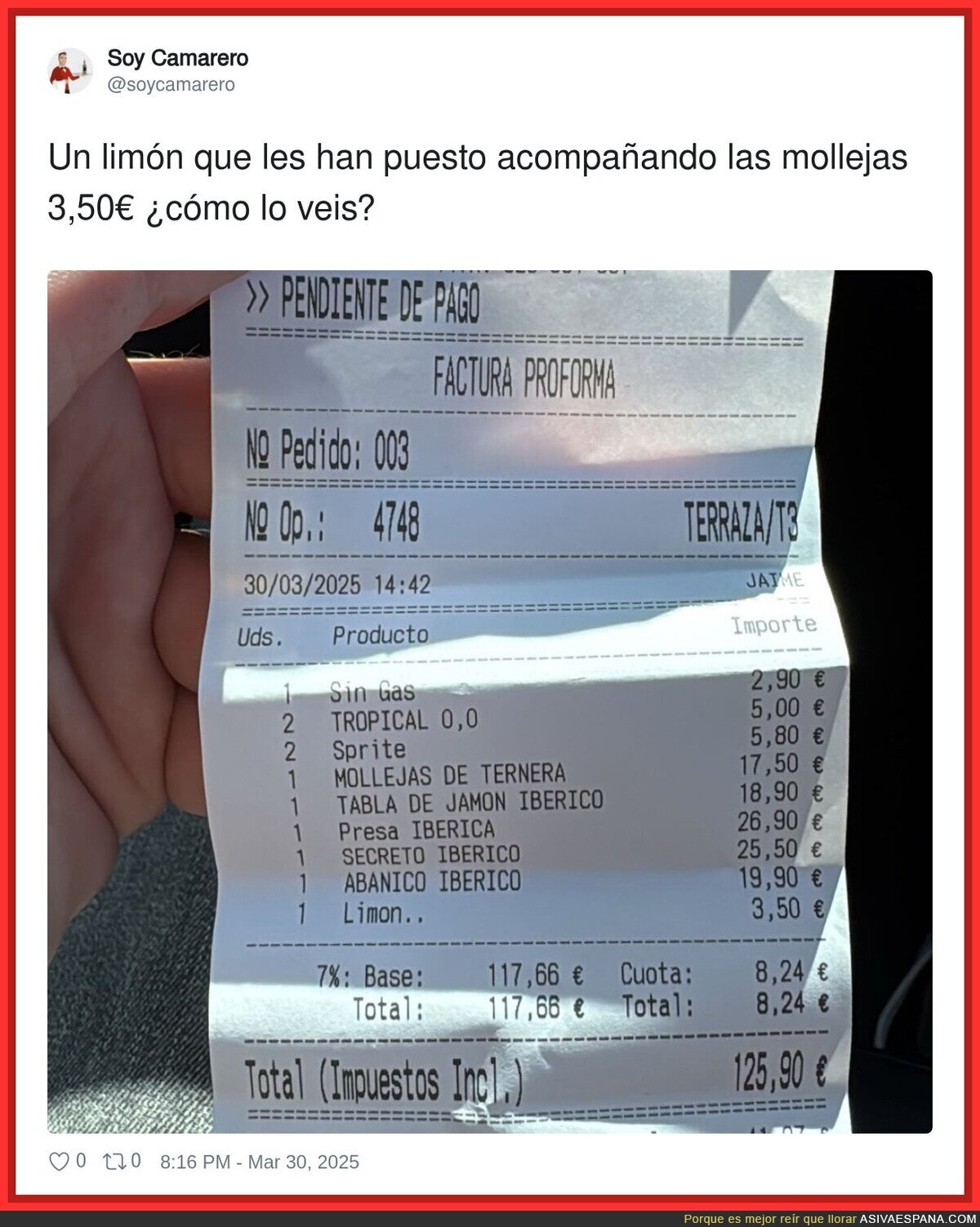 El abuso hecho ticket en este restaurante