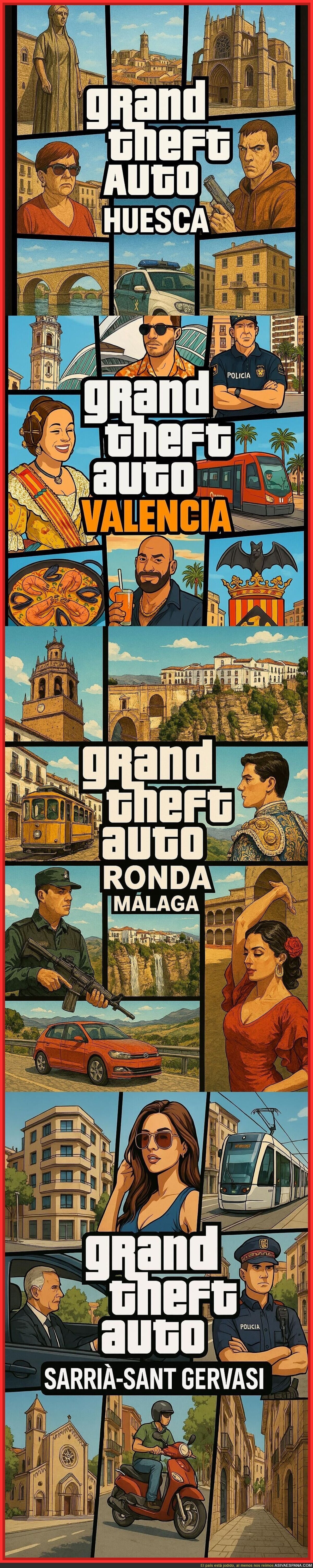 Algunas portadas del GTA para lugares de España