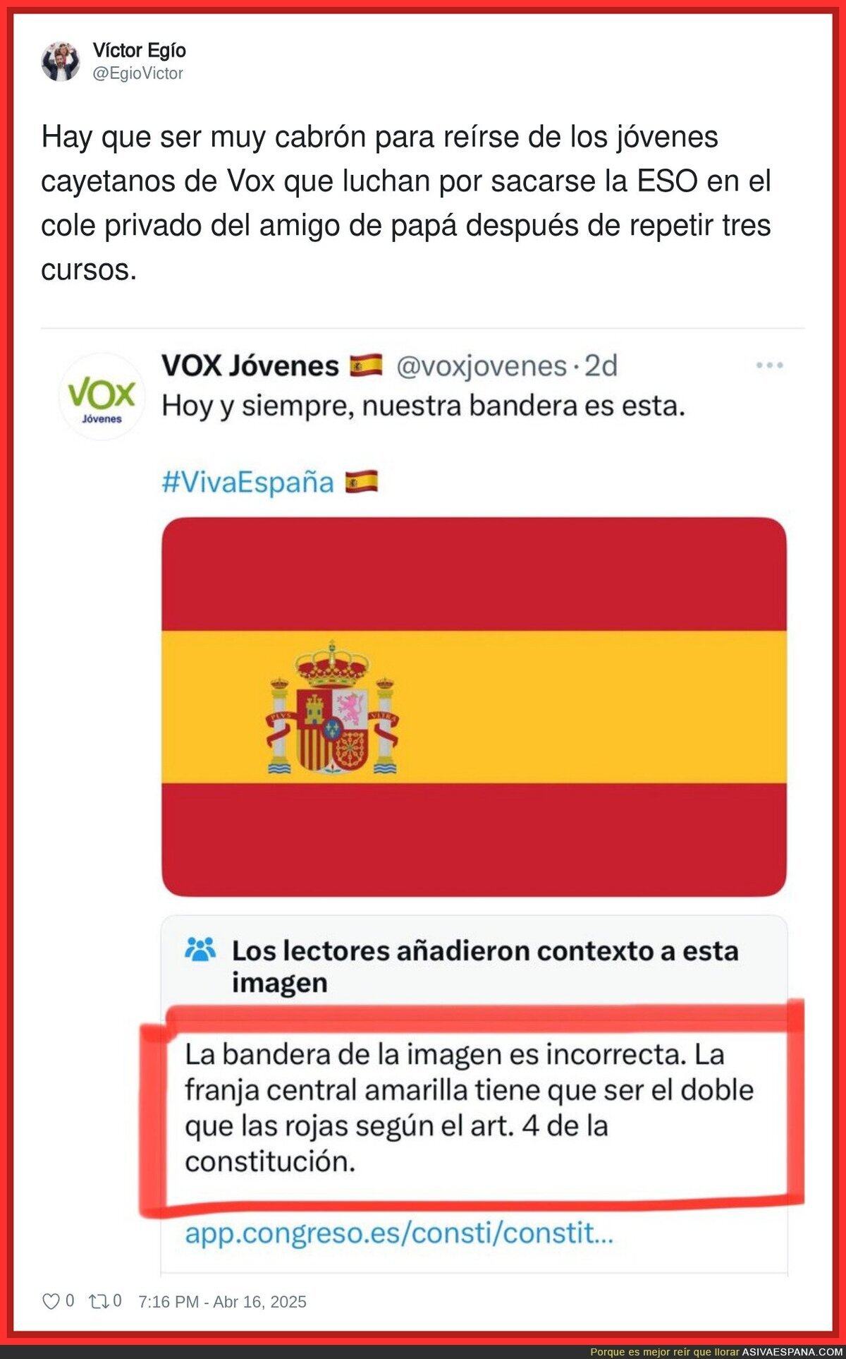 La gente de VOX no sabe como es su bandera