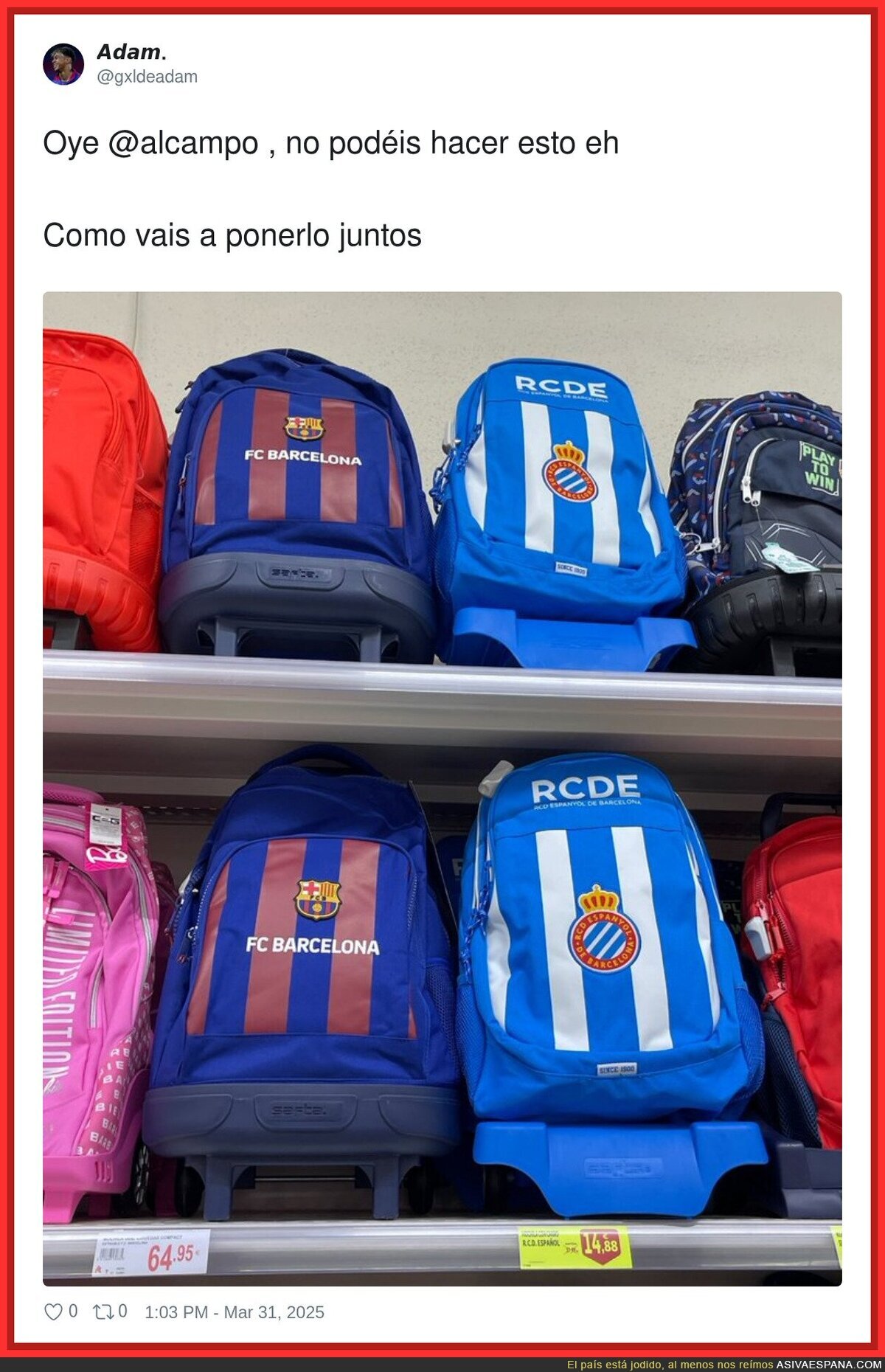 Lloro con la diferencia de precios en las mochilas de Barça y Espanyol