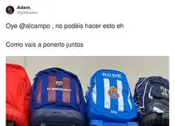 Lloro con la diferencia de precios en las mochilas de Bar&ccedil;a y Espanyol