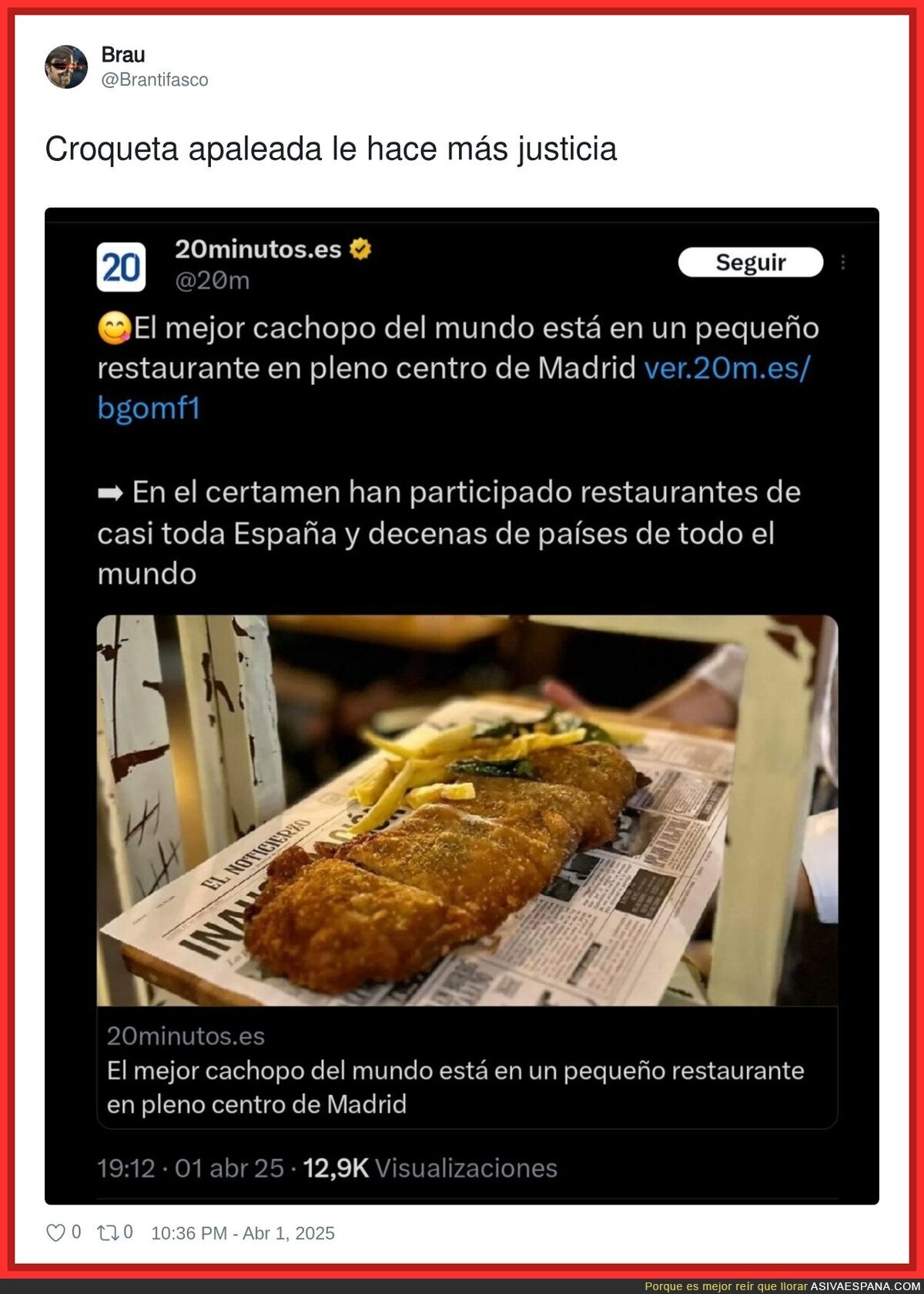 El mejor cachopo tenía que estar en Madrid (claro que si)