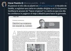 El &uacute;ltimo troleo de &Oacute;scar Puente ha sido para el alcalde de Sevilla
