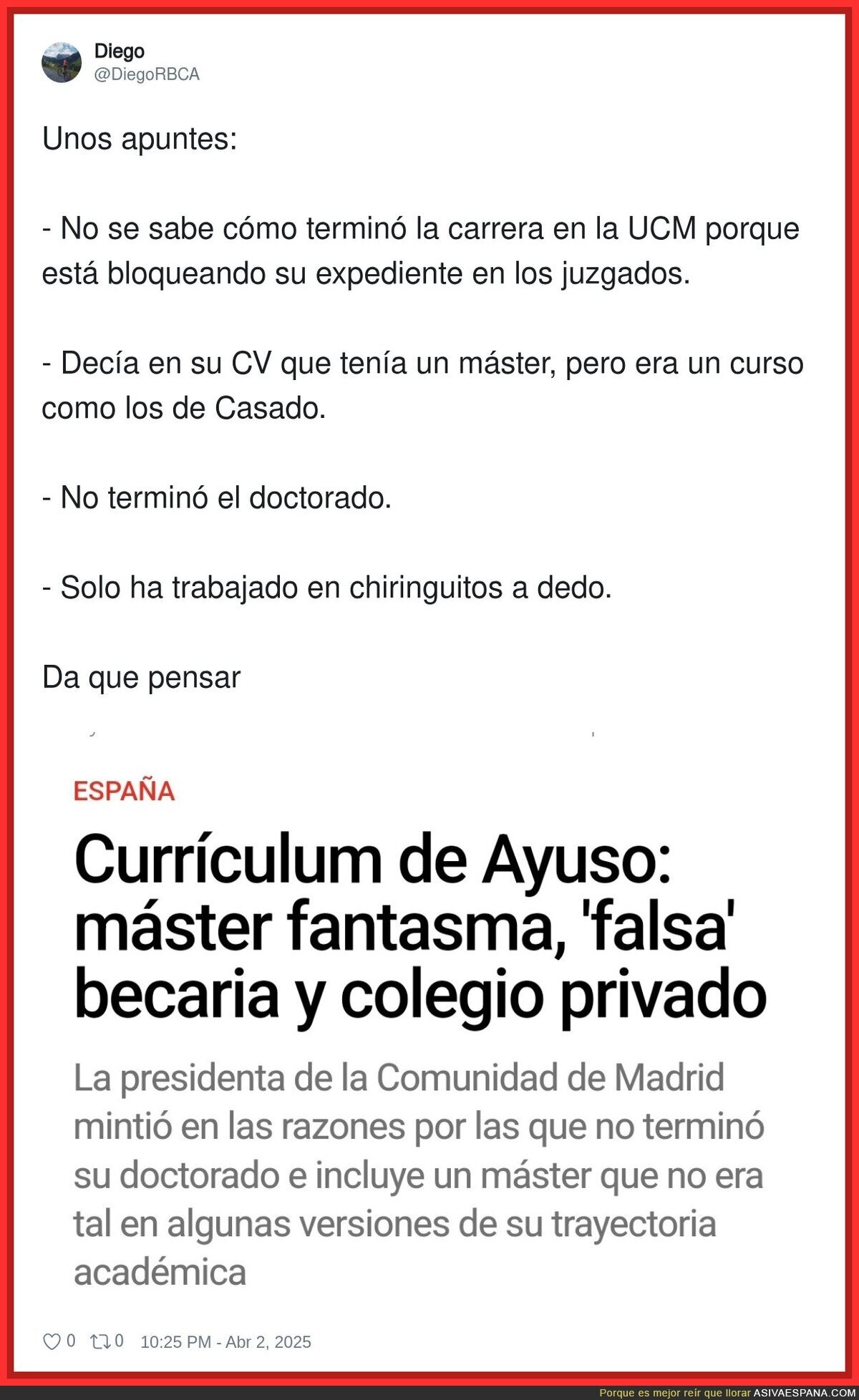El historial académico de Ayuso bajo sospecha