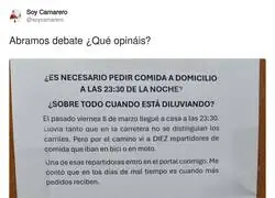 Lamentable lo de pedir comida a domicilio con mal tiempo