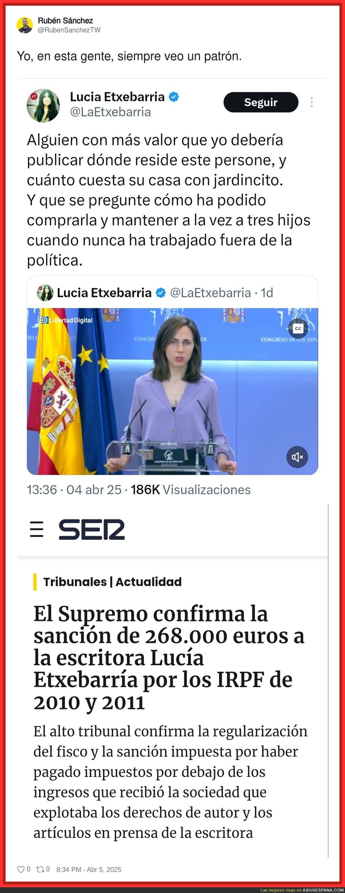 Lucía Etxebarría debería callar y dar ejemplo antes de juzgar
