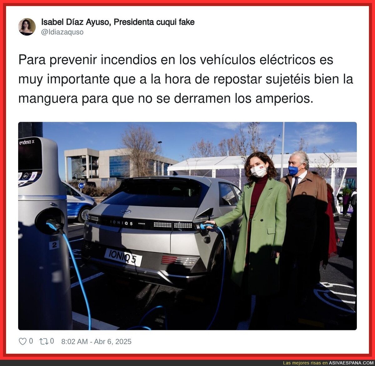 Ayuso repostando eléctricamente