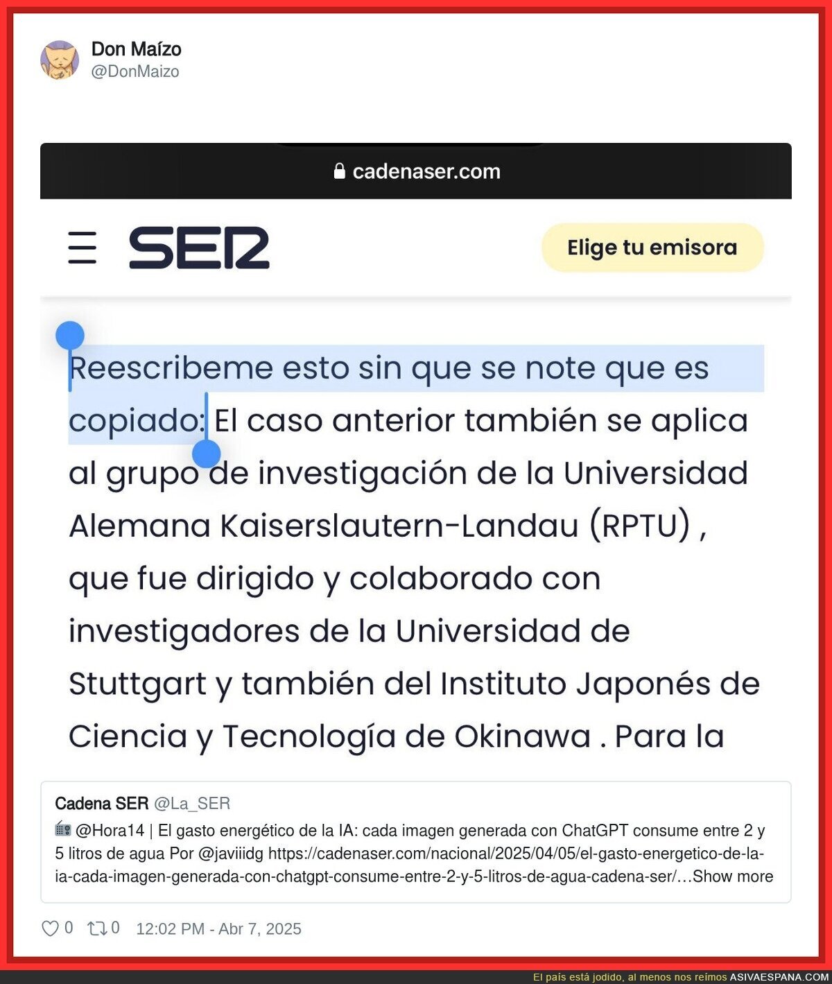 La preocupación de la Cadena SER por ChatGPT