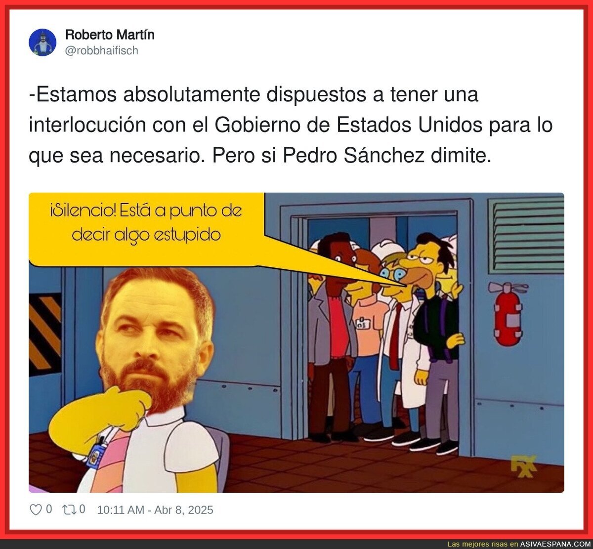 Santiago Abascal no puede estar un día sin decir estupideces