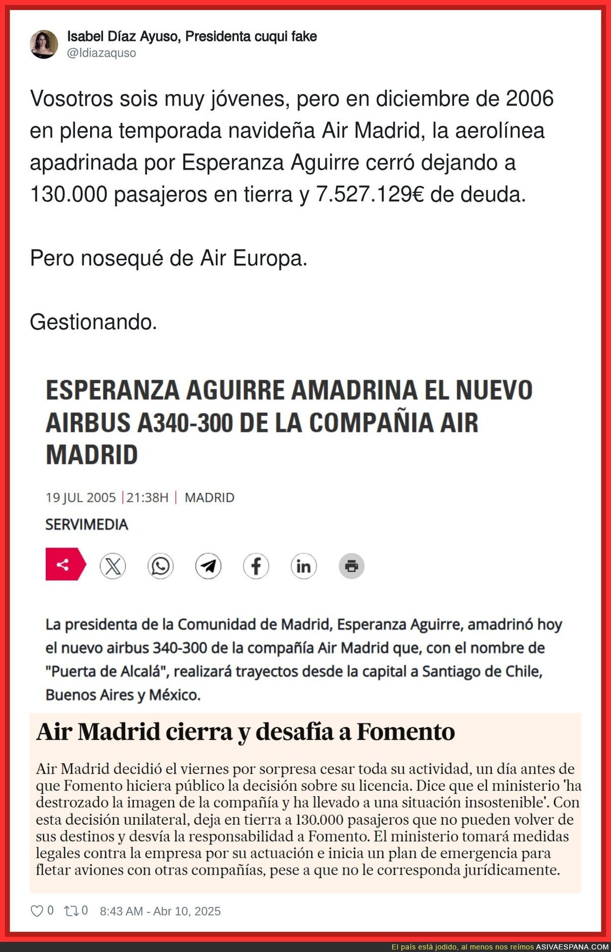 Polémica aérea en Madrid