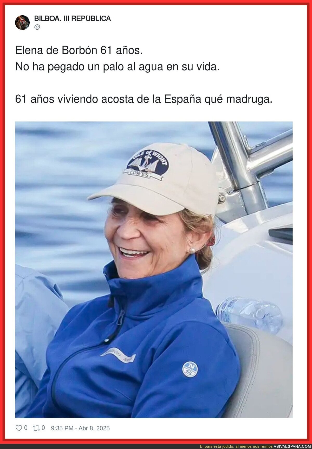 Vaya vida se ha pegado Elena de Borbón