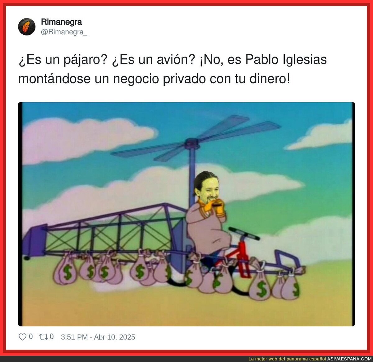 Lo último que me faltaba por ver era a Pablo Iglesias pidiendo perras a la gente