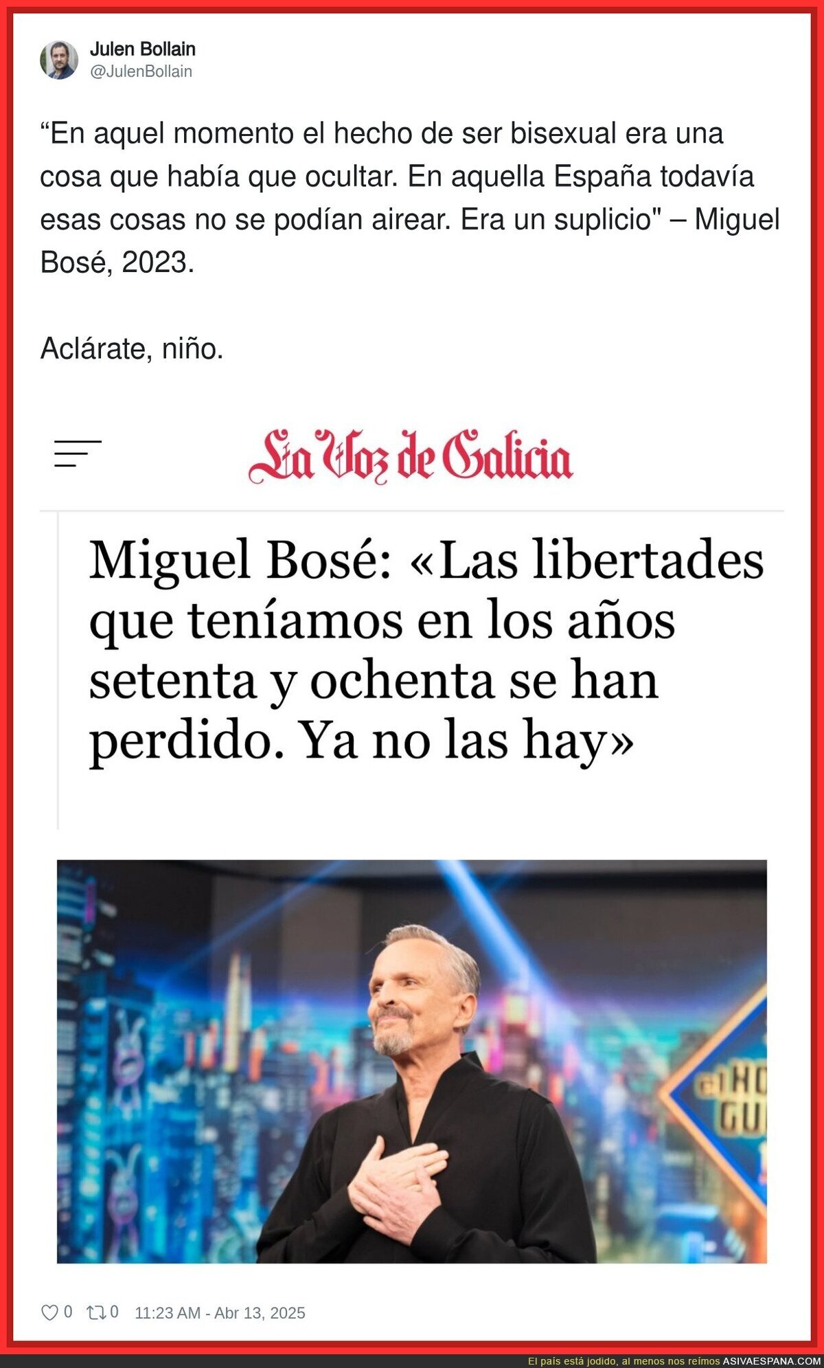 No entiendo a Miguel Bosé