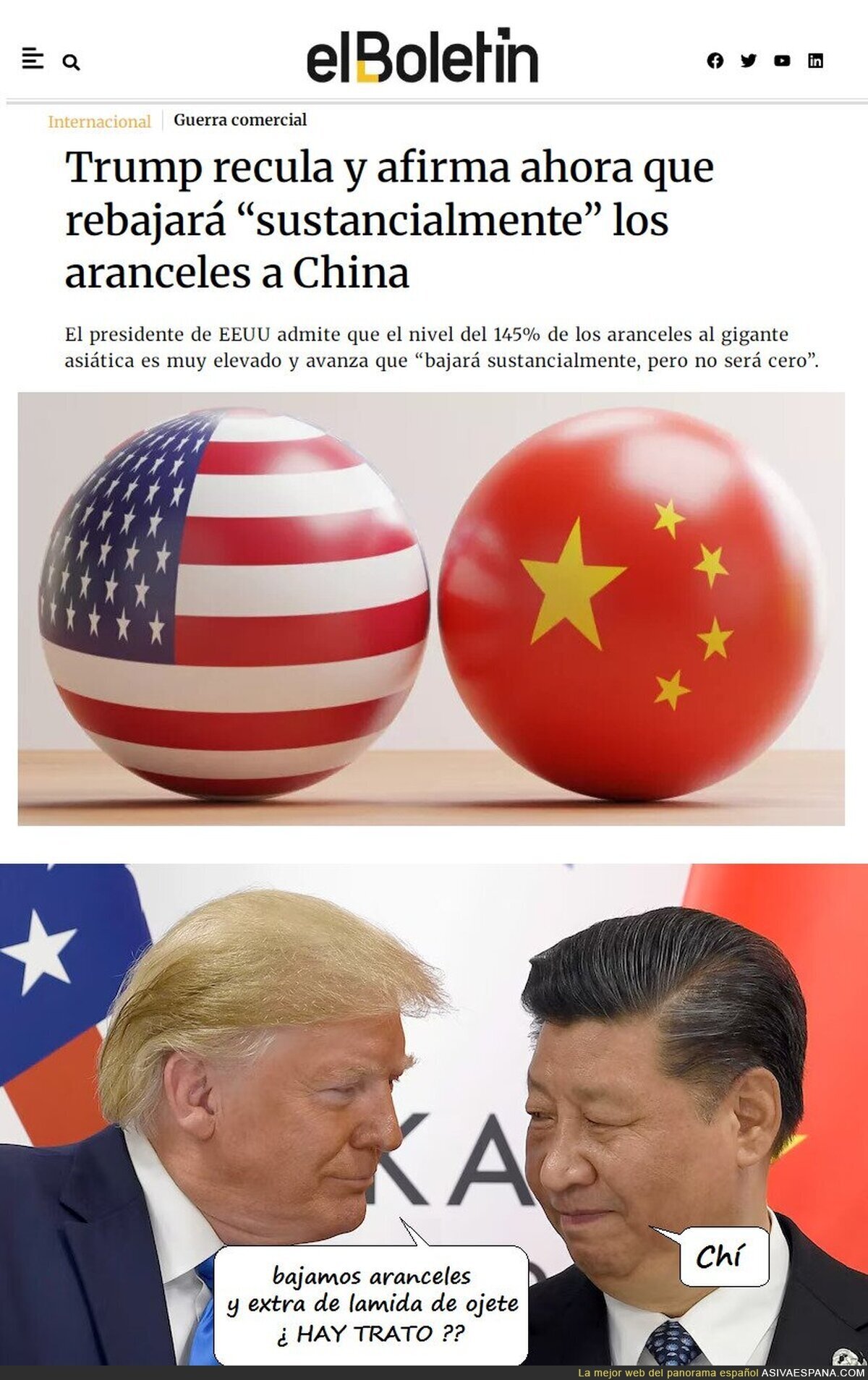Bochornosa recogida de cable de Trump con China