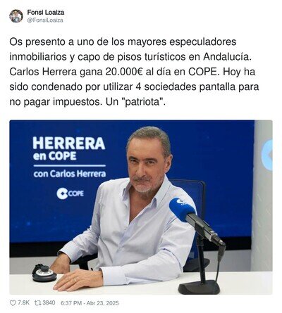 Carlos Herrera debería dar una lección de patriotismo y hacer las cosas bien