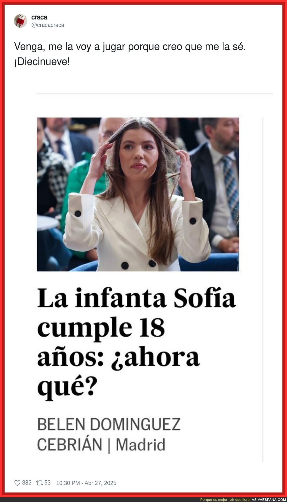 La incógnita co nla edad de la princesa Sofía