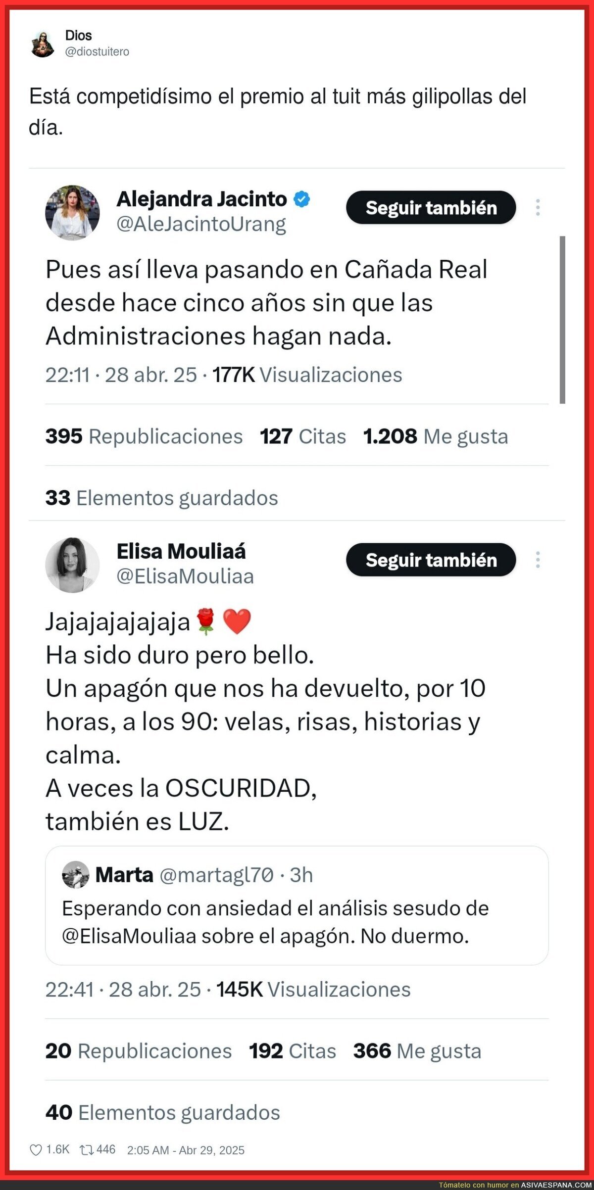 Hay una competición a ver quien pone el peor mensaje durante un apagón