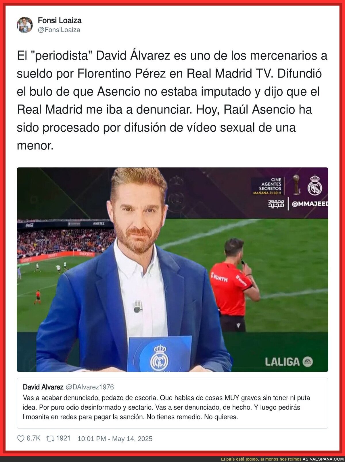Asencio ha sidio procesado por presunta difusión de vídeo sexual de una menor
