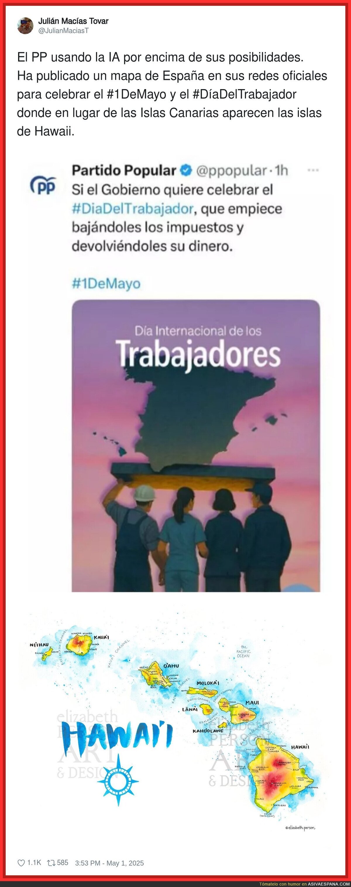 El PP hace el ridículo usando la IA el día de los trabajadores por este detalle