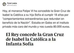 &iquest;Qu&eacute; tipo de premio merece la Infanta Sof&iacute;a que no merezca cualquier otra persona?