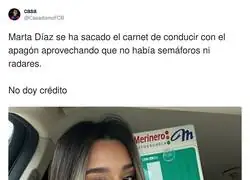 Marta D&iacute;az aprovech&oacute; el bug para sacarse el carnet de conducir