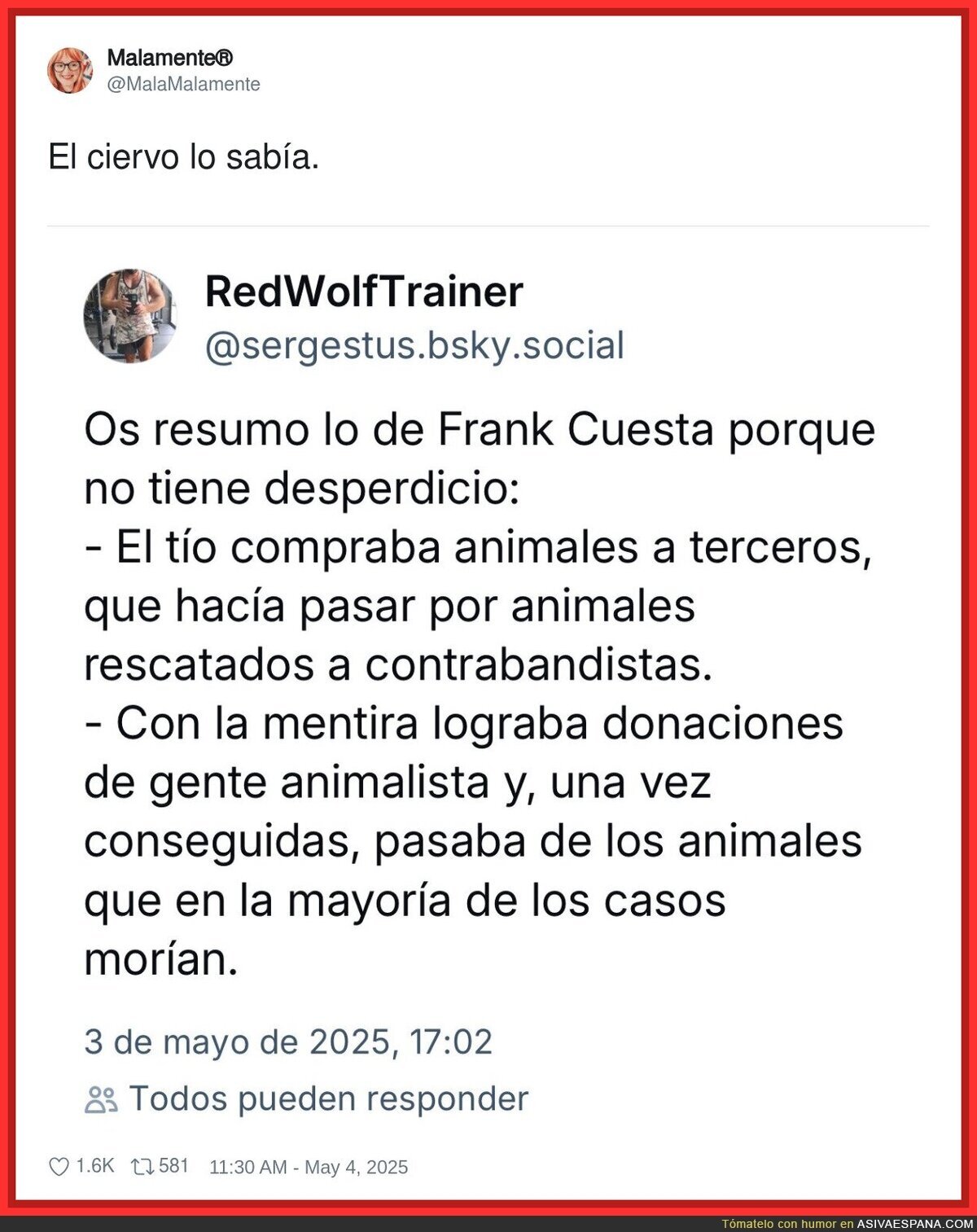 Si esto de Frank Cuesta es cierto es bastante fuerte