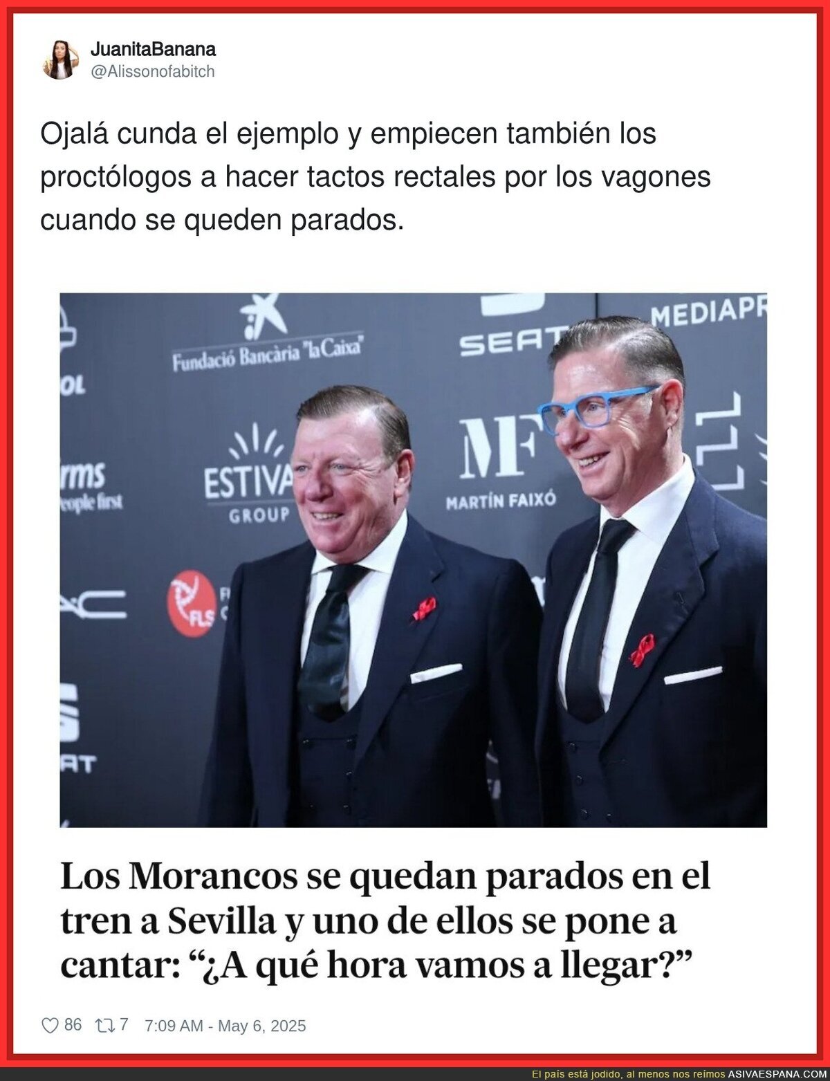 El drama de quedarte en un tren con uno de Los Morancos