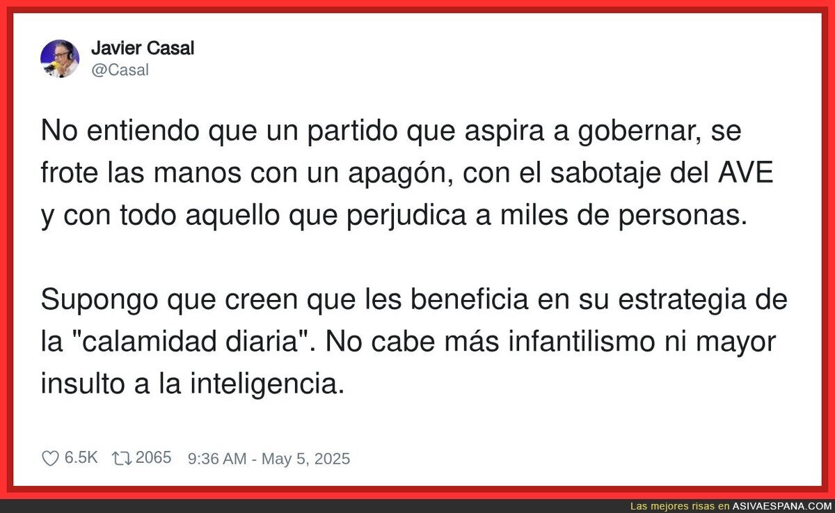 El PP disfruta con las desgracias que pasan