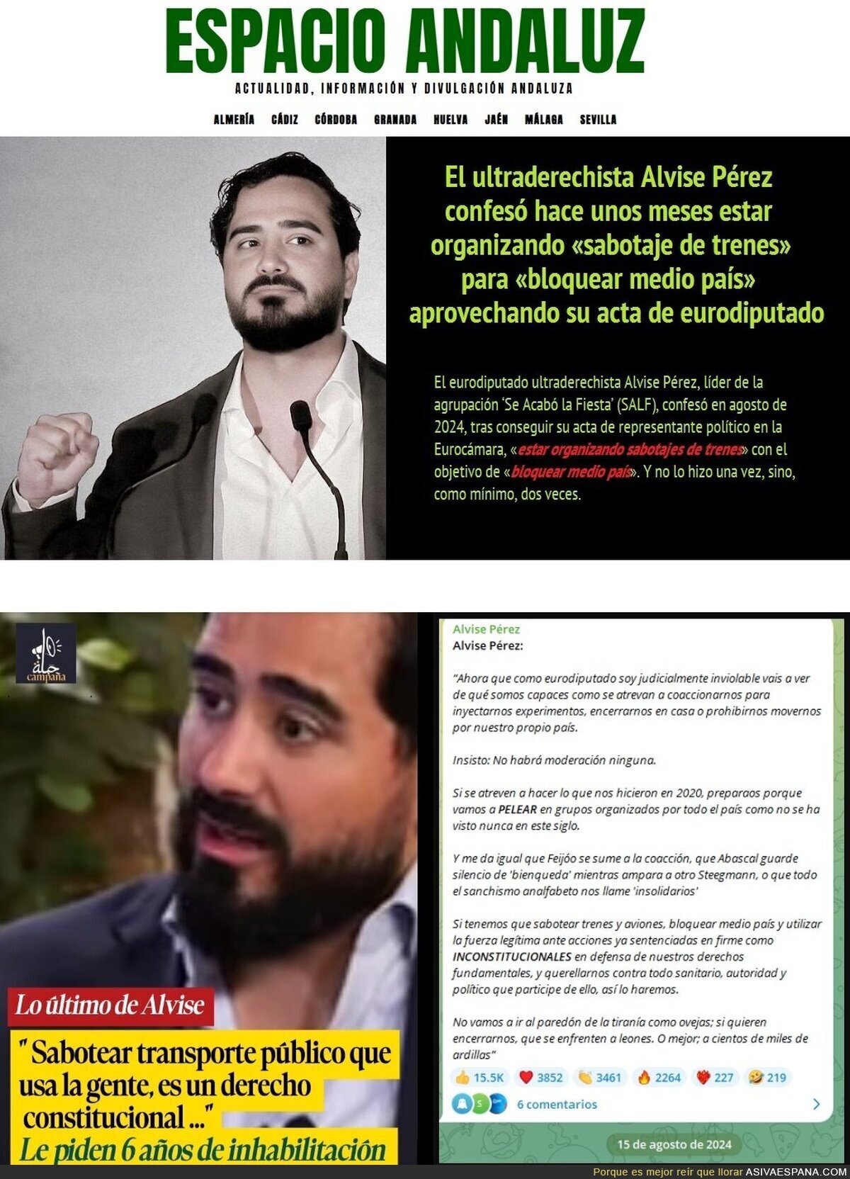 Alvise promovía en agosto de 2024 el sabotaje del transporte público