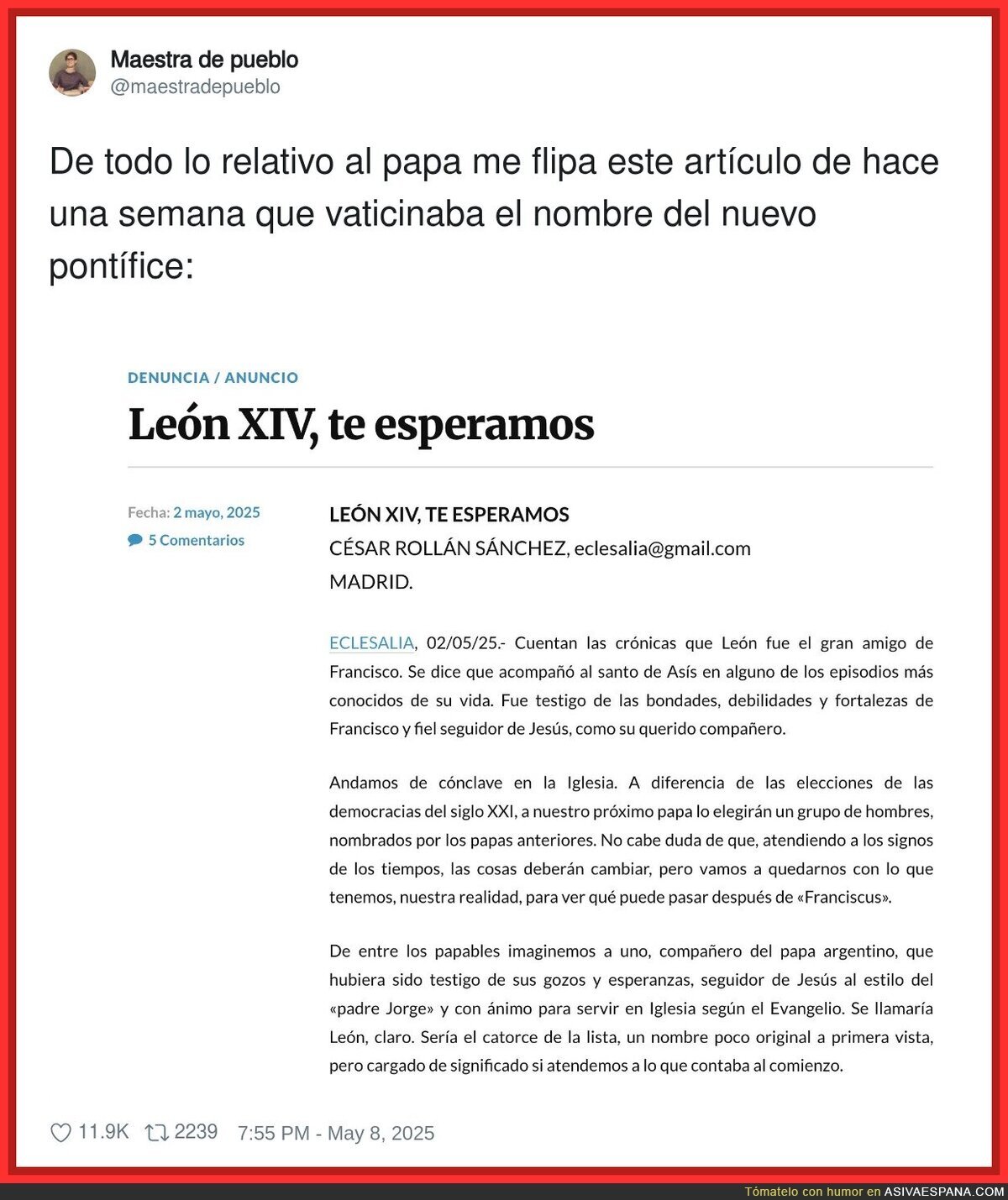 Acertaron de pleno en este artículo varios días antes de la elección del nuevo Papa