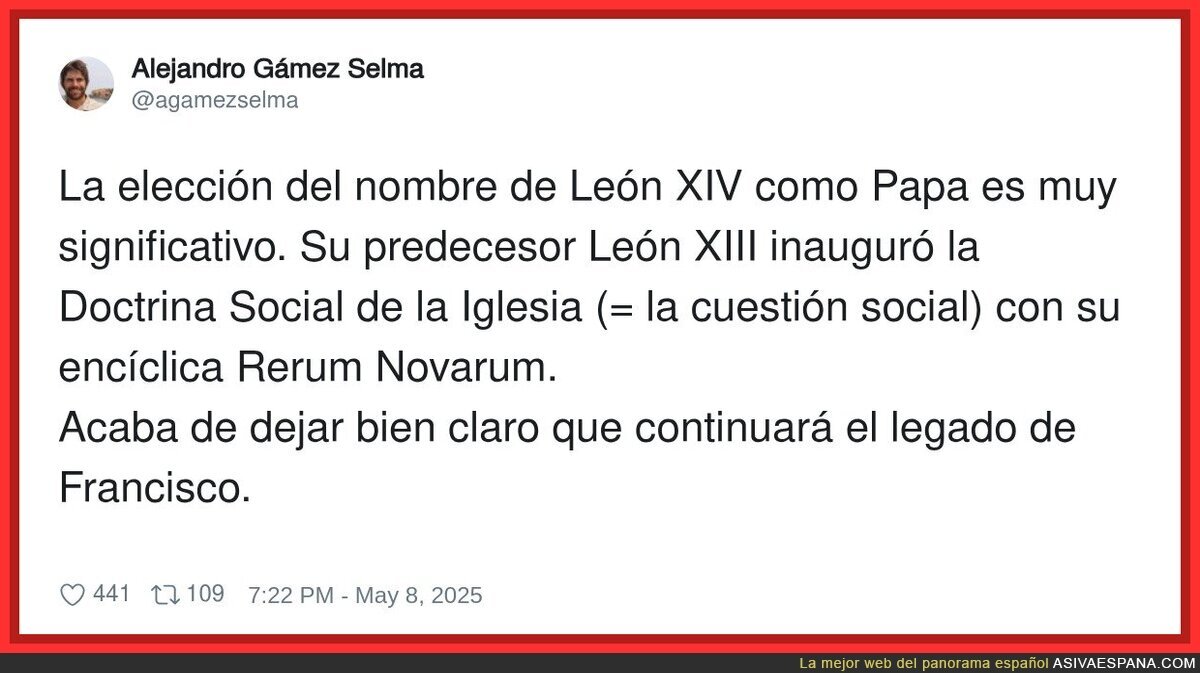 El nombre de León del nuevo Papa está bien buscado