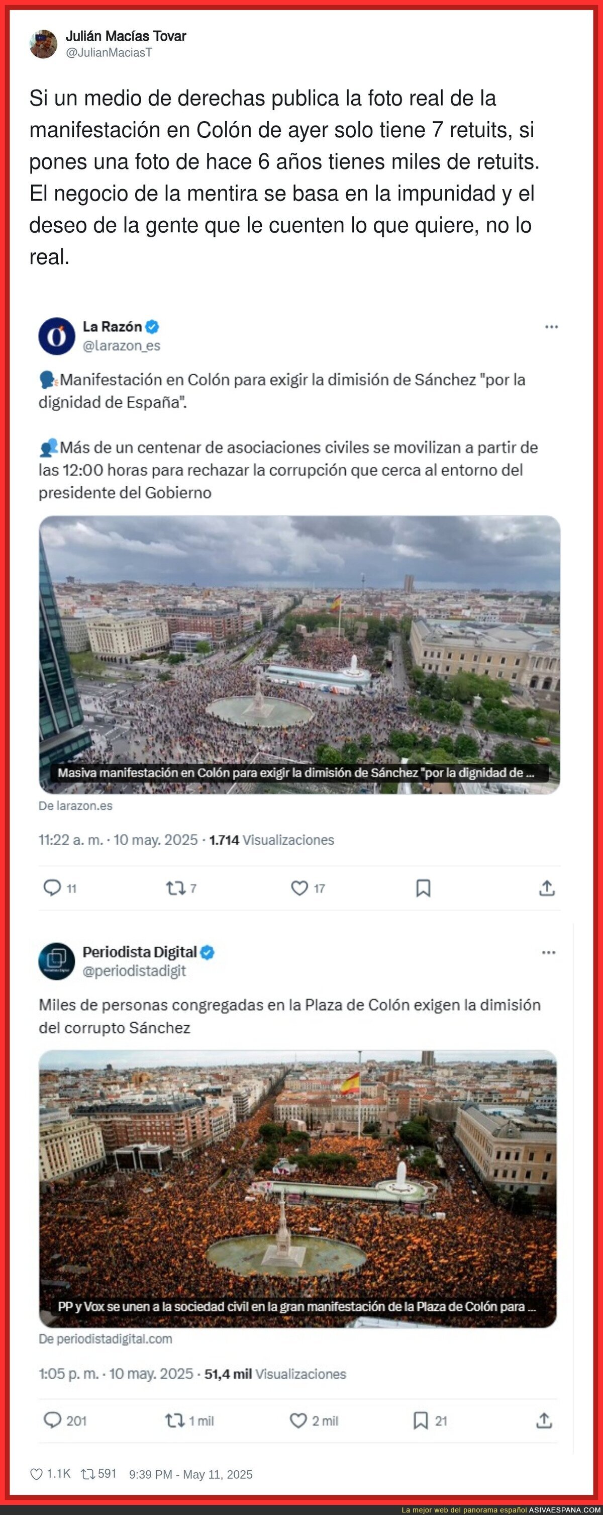 Así manipularon los medios con la manifestación de Colón