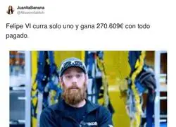 Felipe VI cobra m&aacute;s que nadie por menos