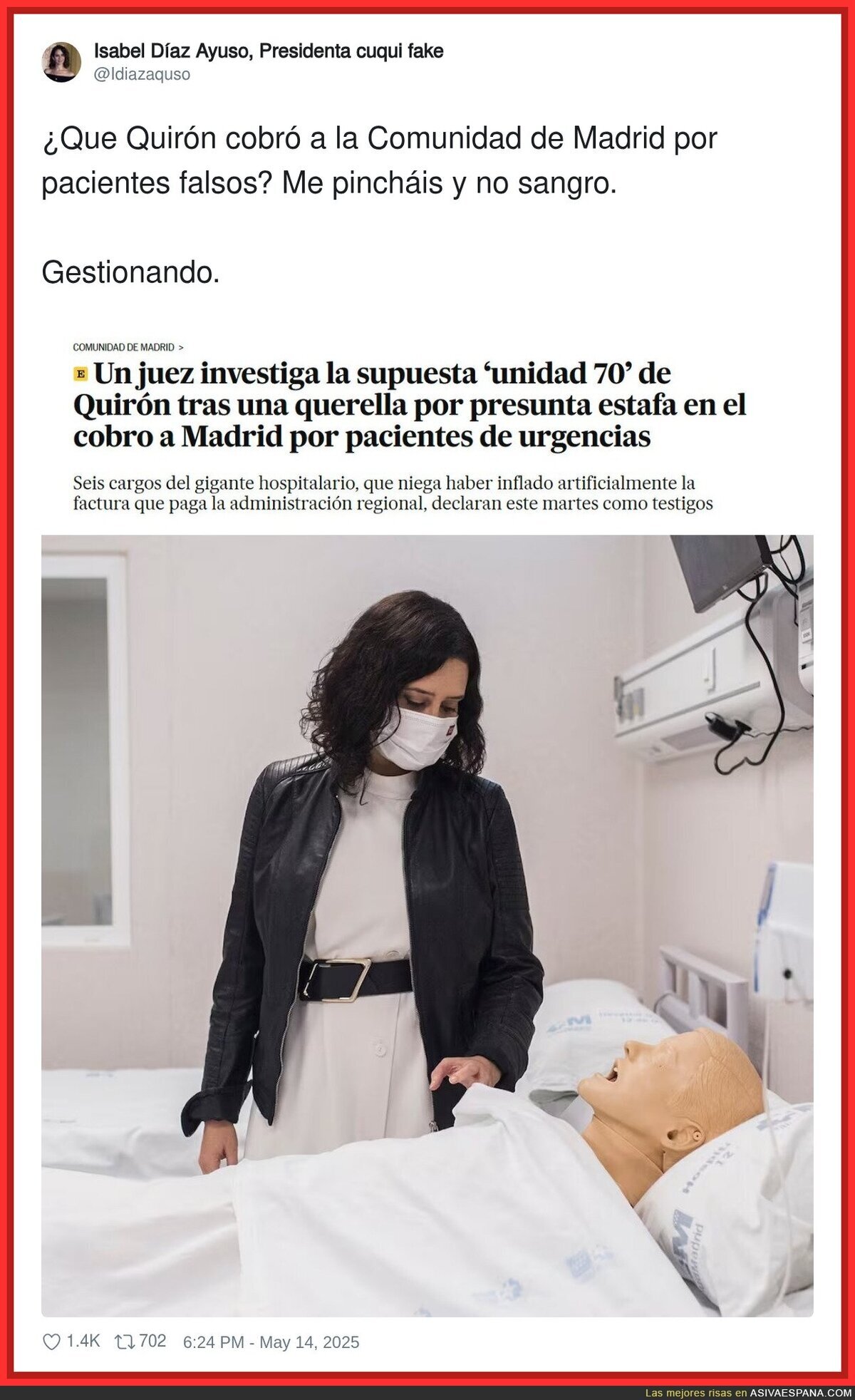 Ayuso juega con la salud de la gente
