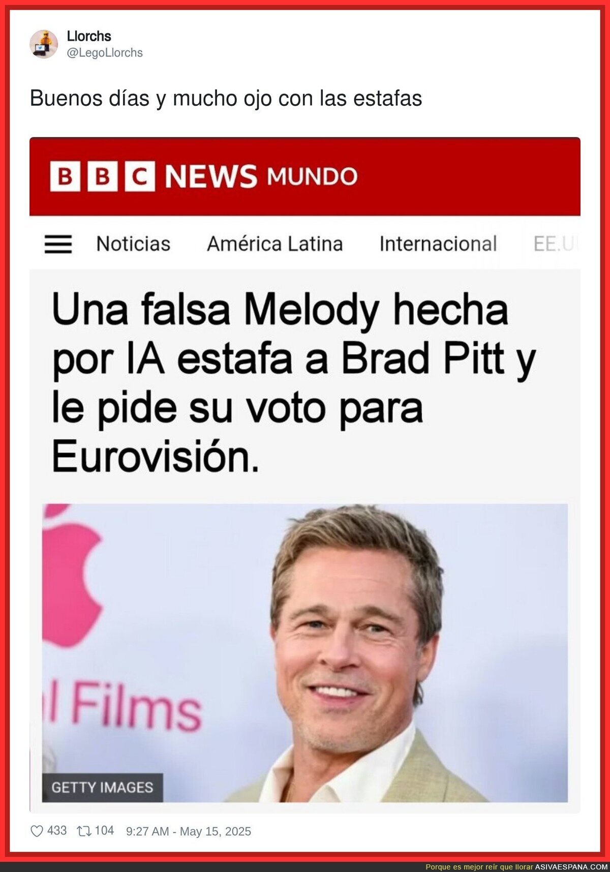 Hay que tener cuidado con Brad Pitt